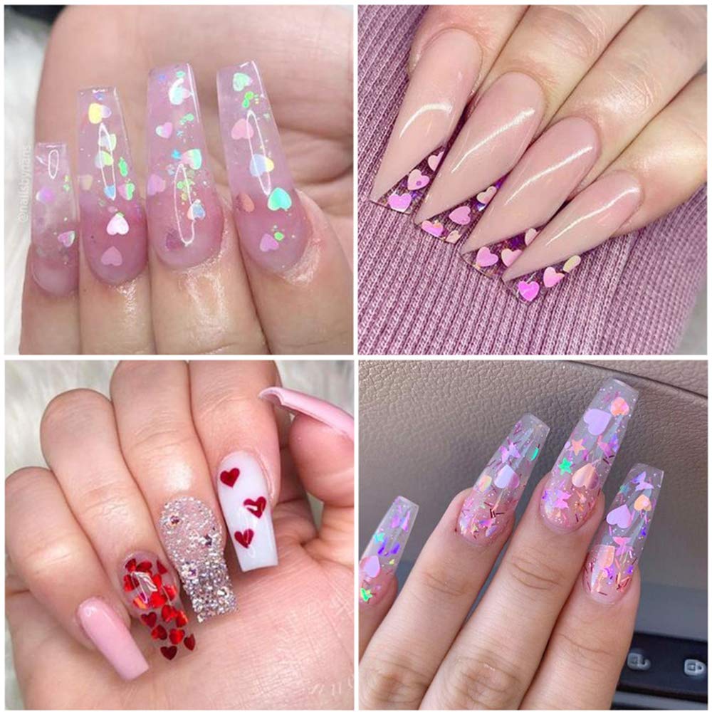 Massimiliano Incas lentejuelas corazones multicolor para uñas, decoración versátil