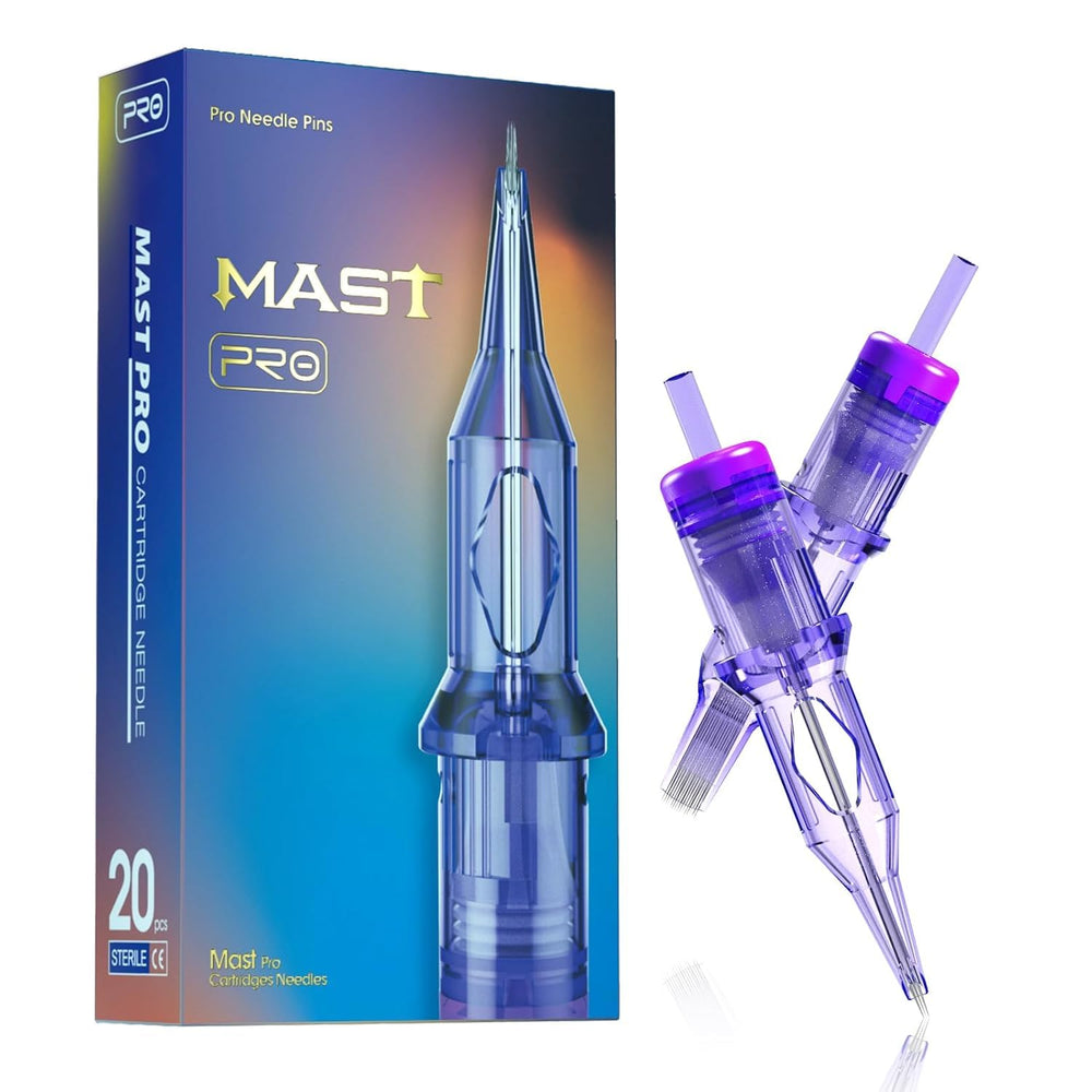 Cartuchos Mast Pro con puntas curvadas para trazos más definidos durante el tatuaje.