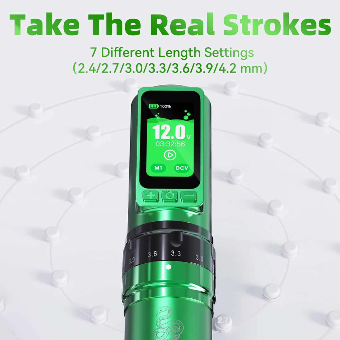 MAST TATTOO Two replaceable 3000mAh batteries reduce downtime.