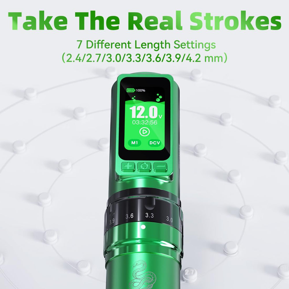 MAST TATTOO Two replaceable 3000mAh batteries reduce downtime.