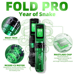 MAST TATTOO Fold Pro cordless pen offers smooth handling and precise control.