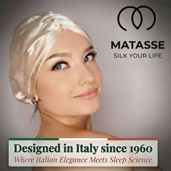 MATASSE silk bonnet with elastic band stays on overnight