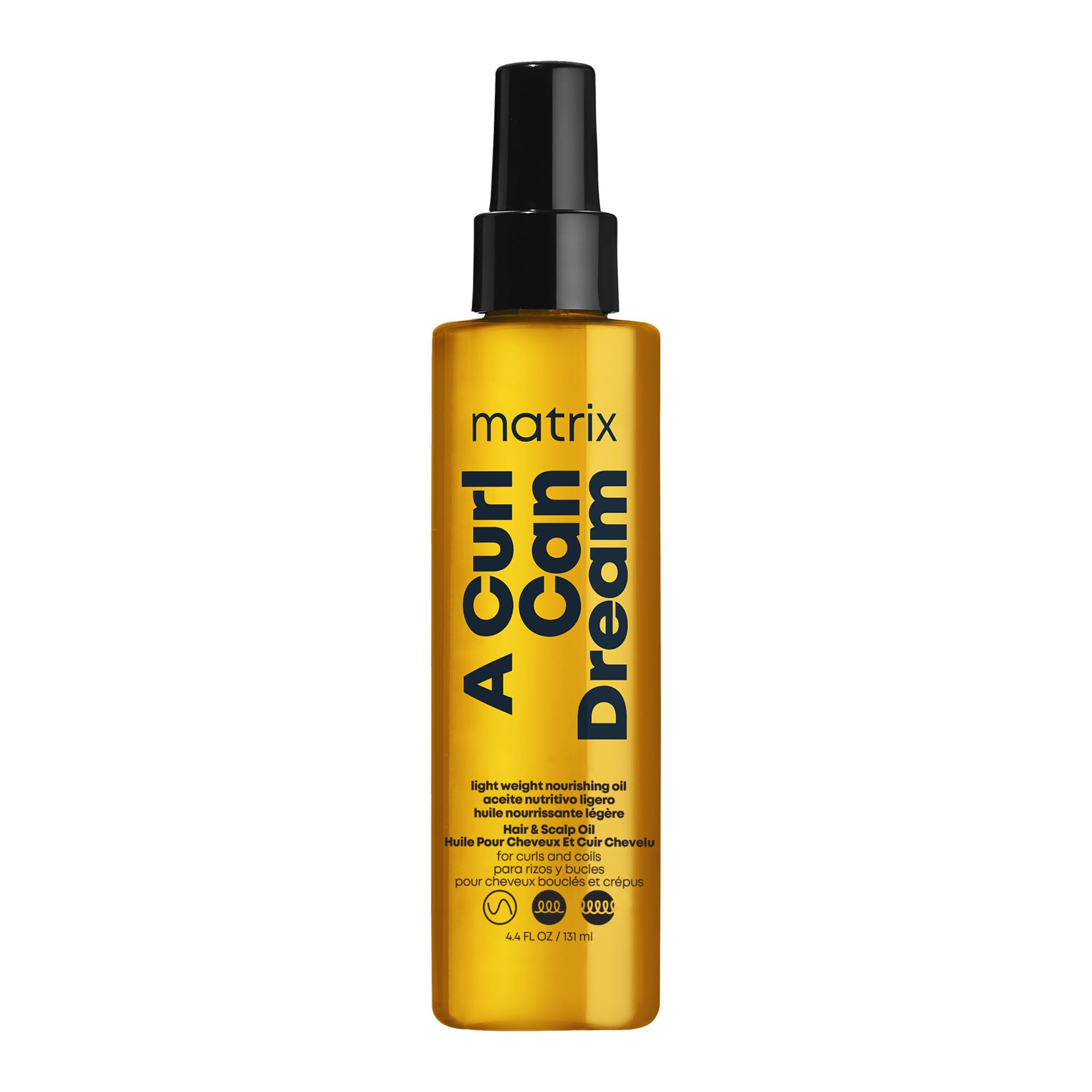 Matrix A Curl Can Dream oil bottle front highlights lightweight finish for curls