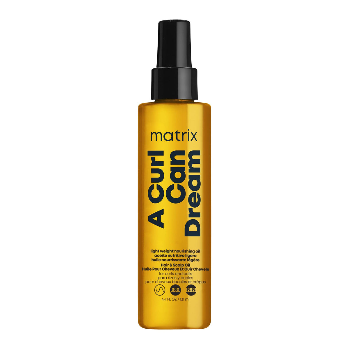 Matrix A Curl Can Dream oil bottle front highlights lightweight finish for curls
