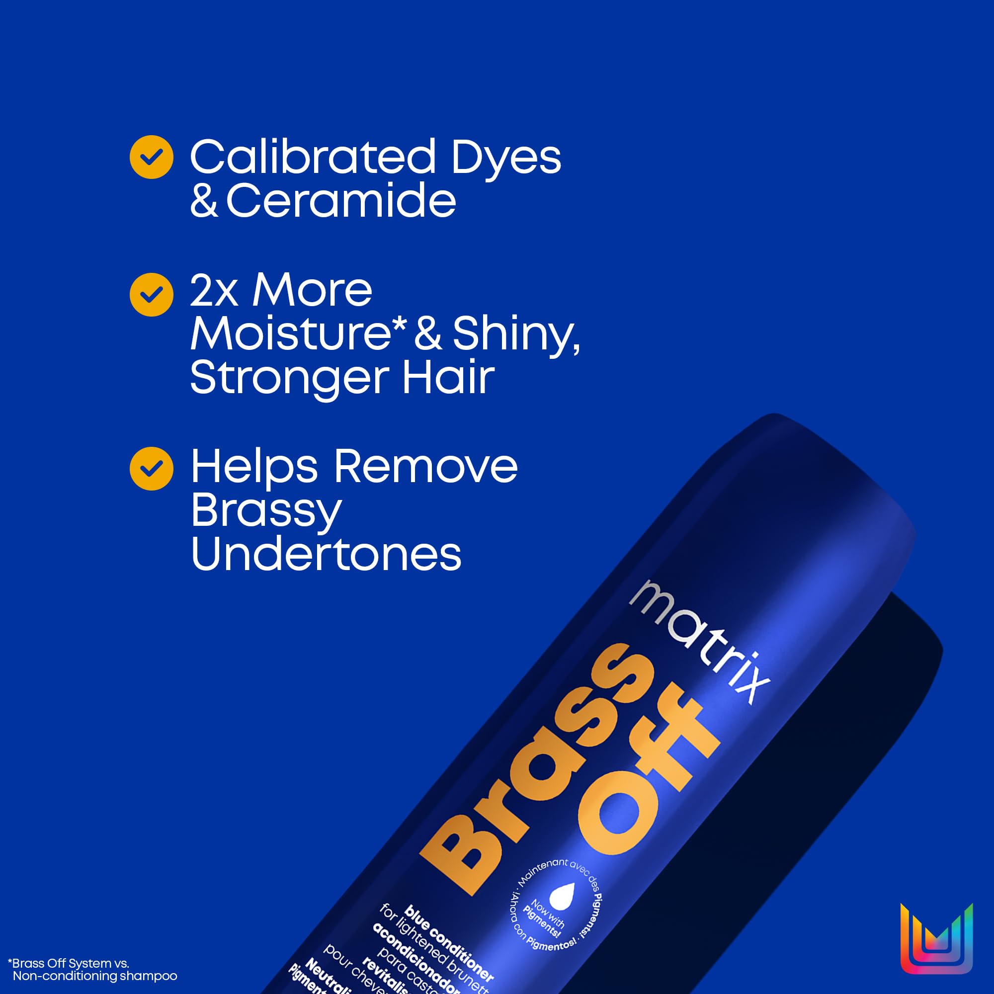 Hair application of Matrix Brass Off Blue Conditioner for cool neutralization.