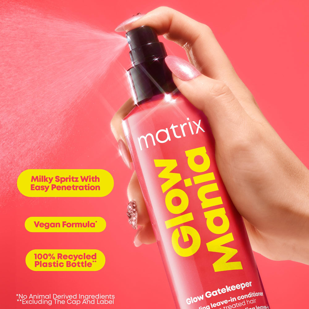 Matrix Glow Mania quick-application close-up shows smooth texture and effortless styling prep.