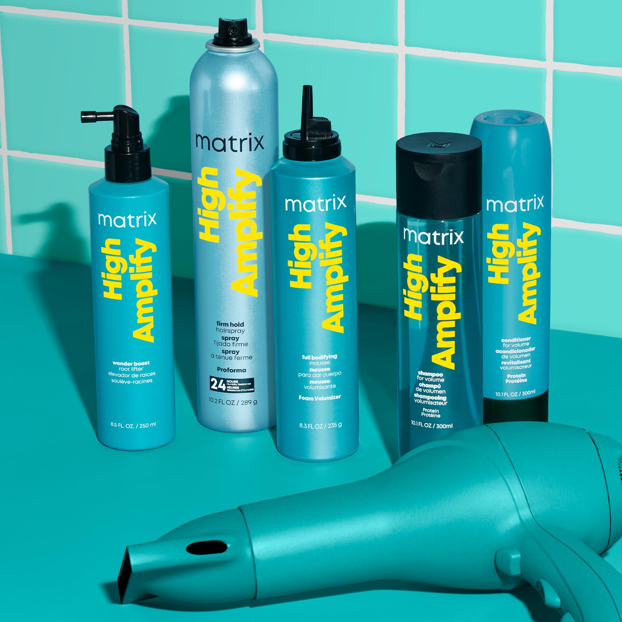 Matrix High Amplify Wonder Boost protein enriched lift for hair.