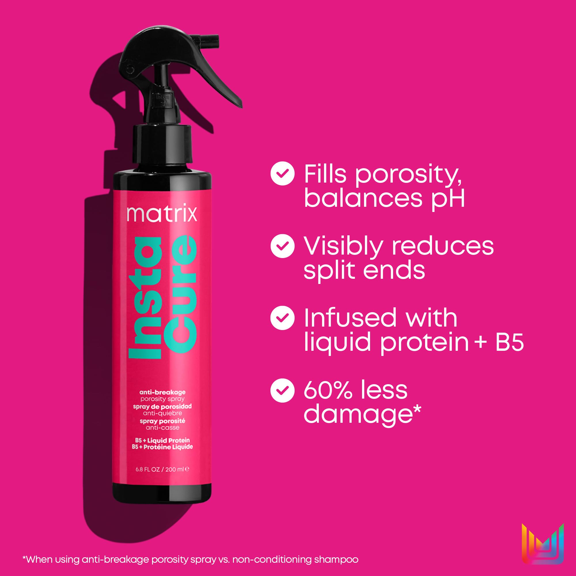 Model with smoother lengths after using MATRIX Instacure anti-breakage spray