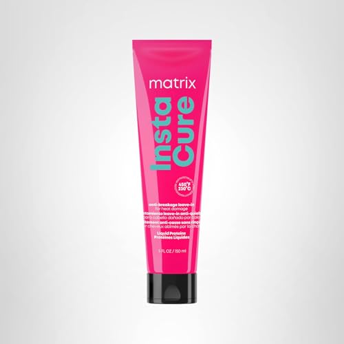Matrix Instacure finished look shows softened, strengthened strands with shine.