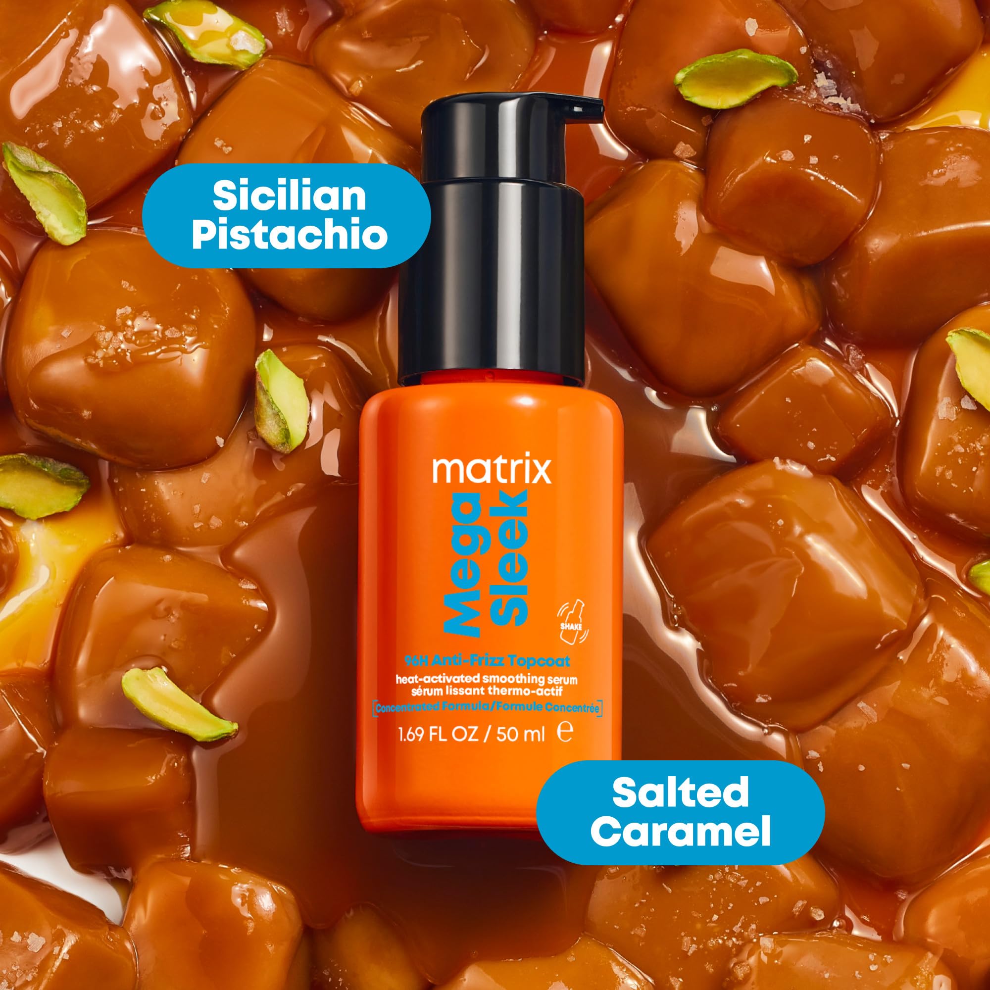 Matrix Mega Sleek hair-smooth finish after heat styling.