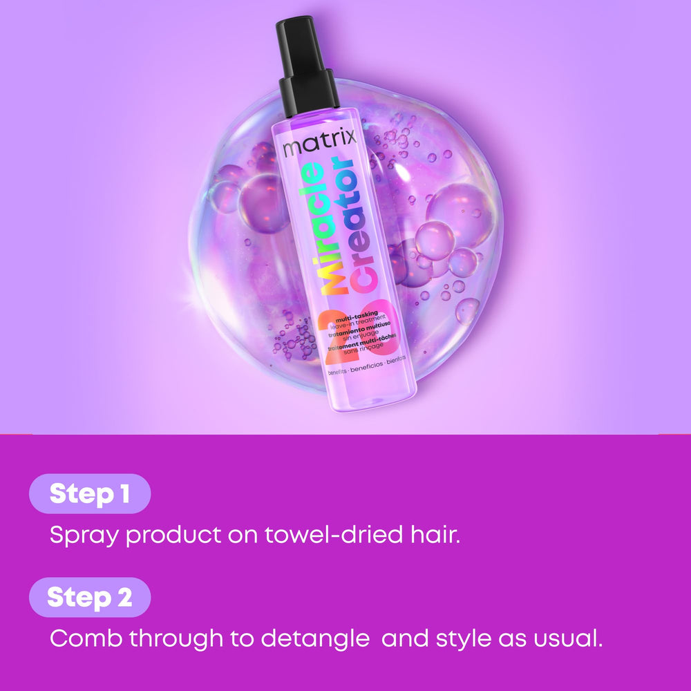 Matrix Miracle Creator leave-in frizz-control reduces flyaways for calm finishes