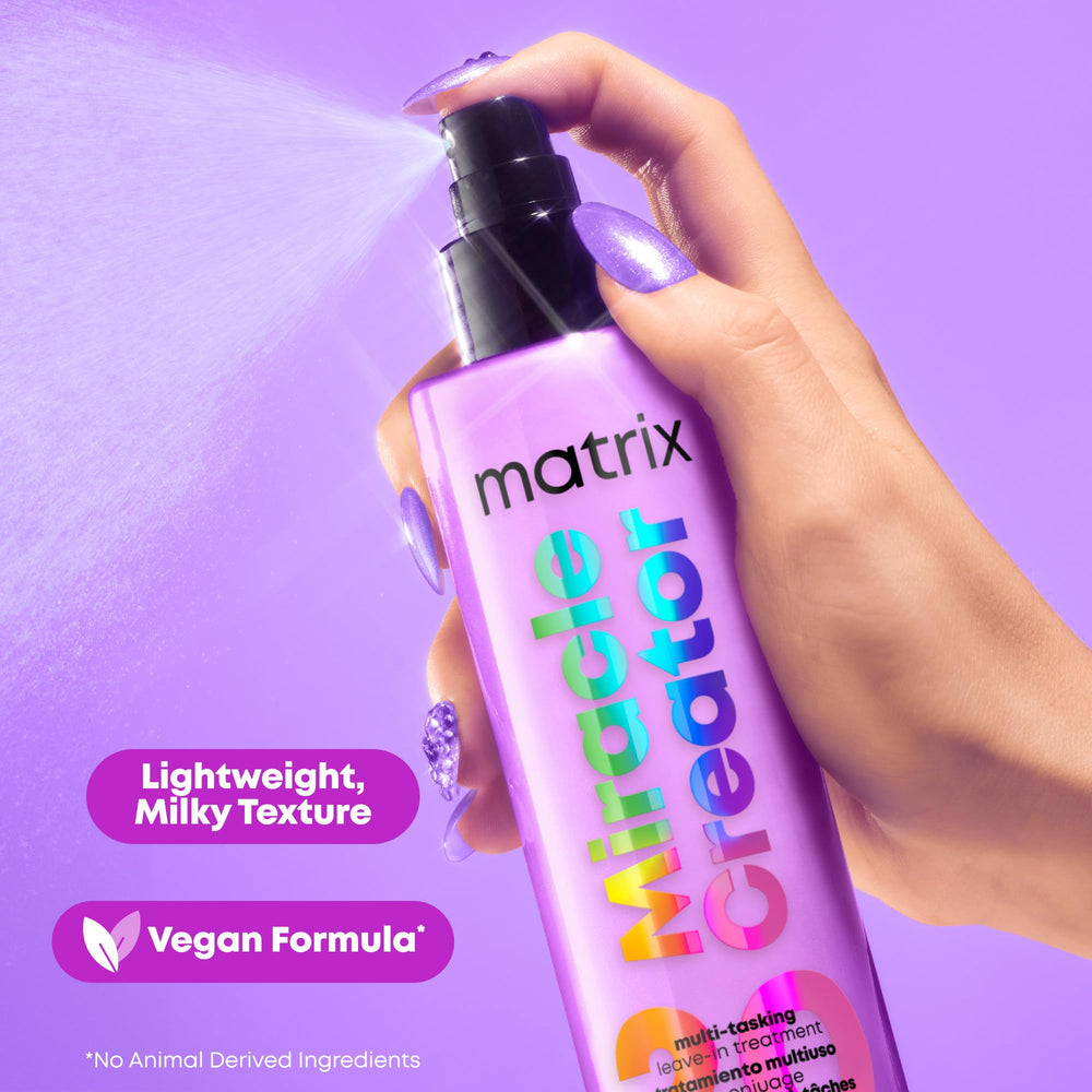 Matrix Miracle Creator Leave-In Shine Effects reveal radiant hair