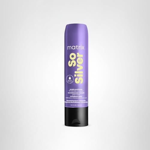 Matrix So Silver Purple Conditioner packaging box emphasizes salon-quality care.