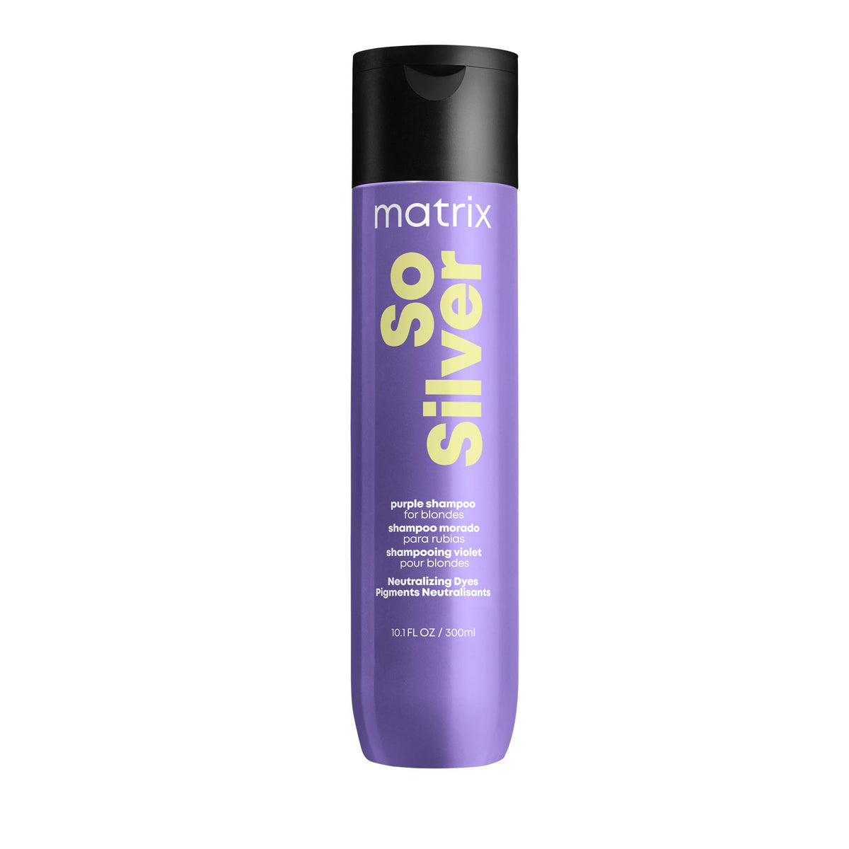 Matrix So Silver Purple Shampoo bottle closeup showing vegan formula and color maintenance