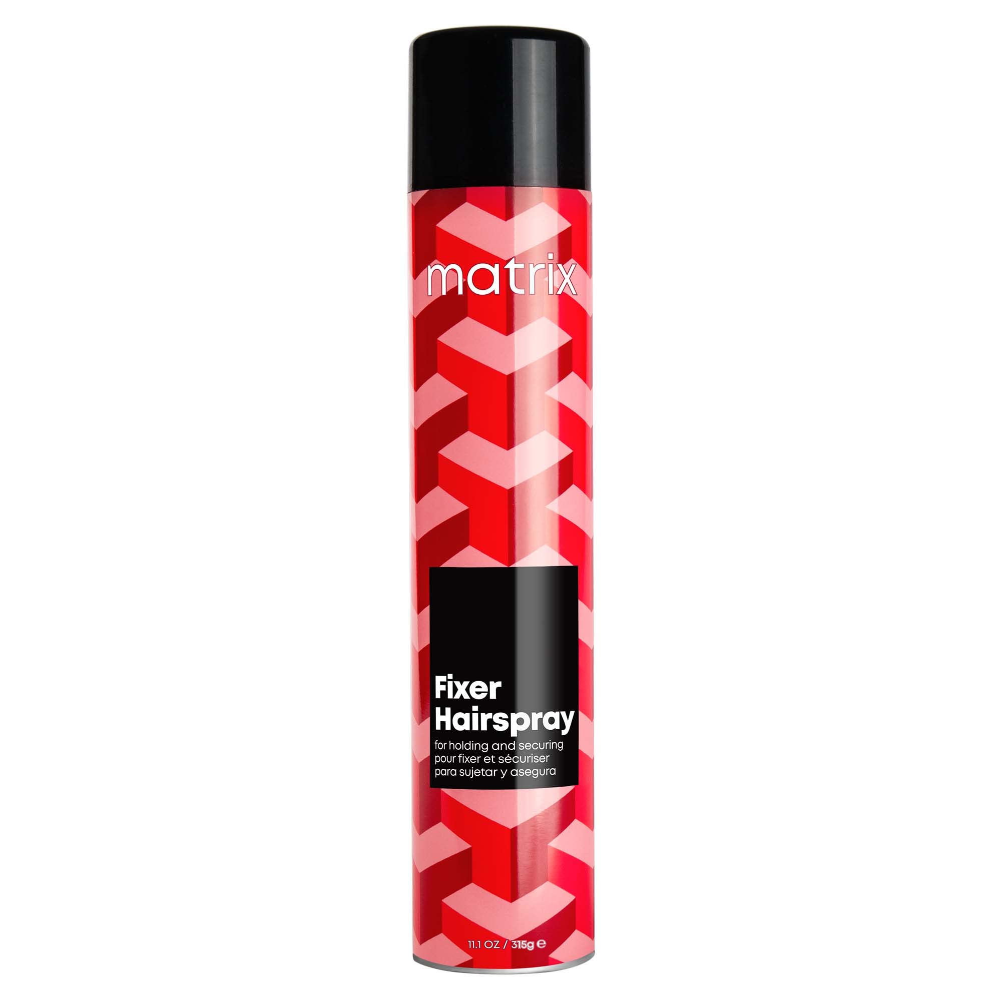Matrix Styling Fixer Hairspray bottle showing a lightweight, flexible hold for all-day lift.