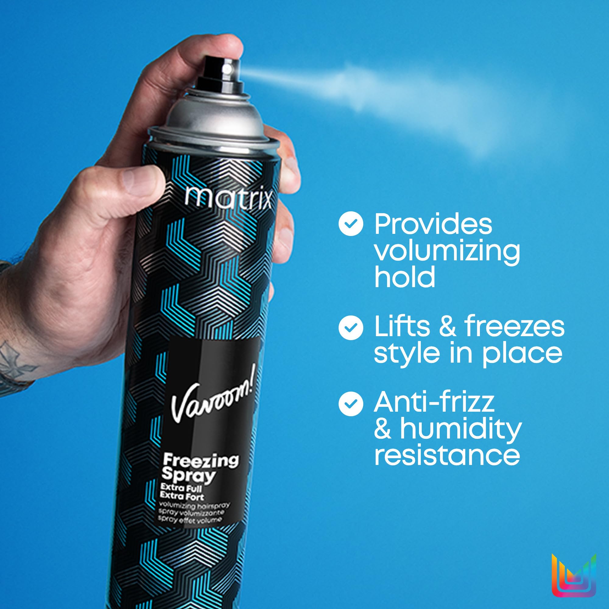 Matrix Vavoom dry shampoo use refreshes oily roots between washes.
