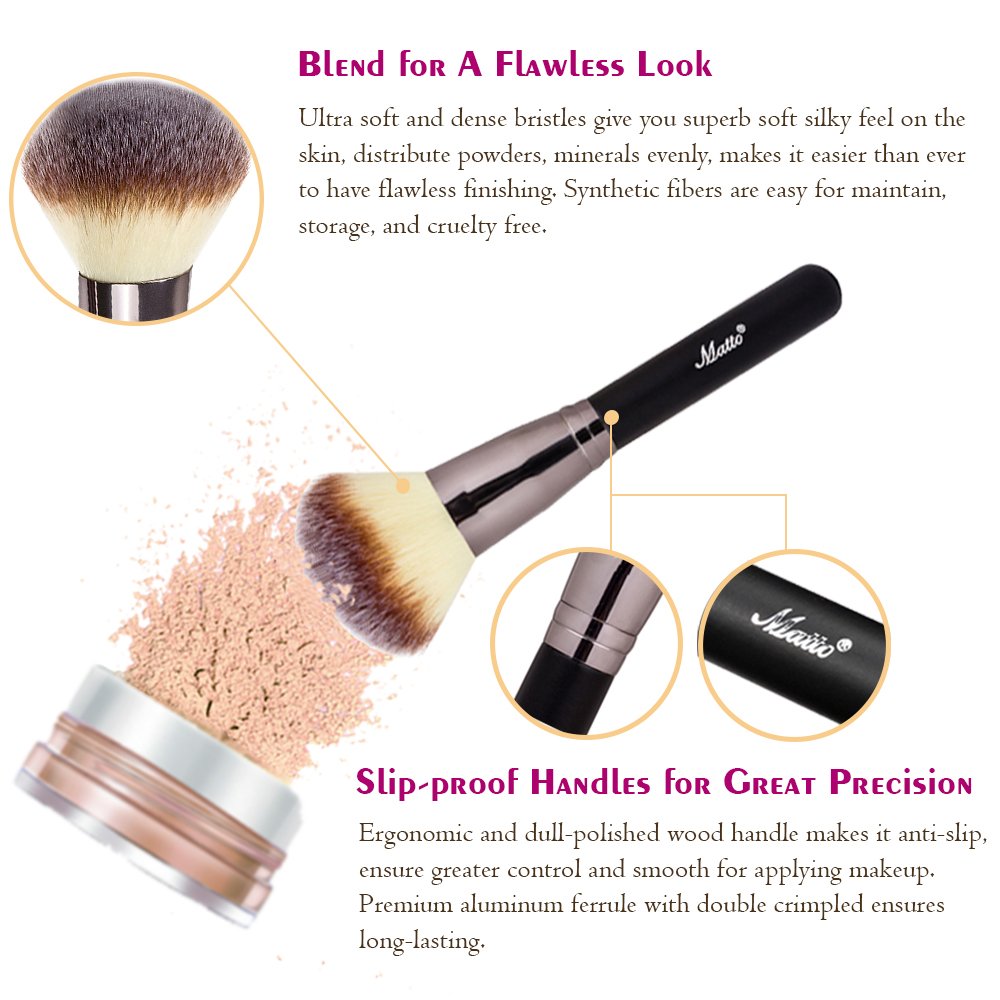 Matto Powder Mineral Brush hair close-up shows ultra-soft bristles for gentle blending.