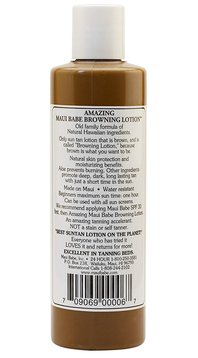 Aplicación al sol con Maui Babe, bronceado gradual y natural.