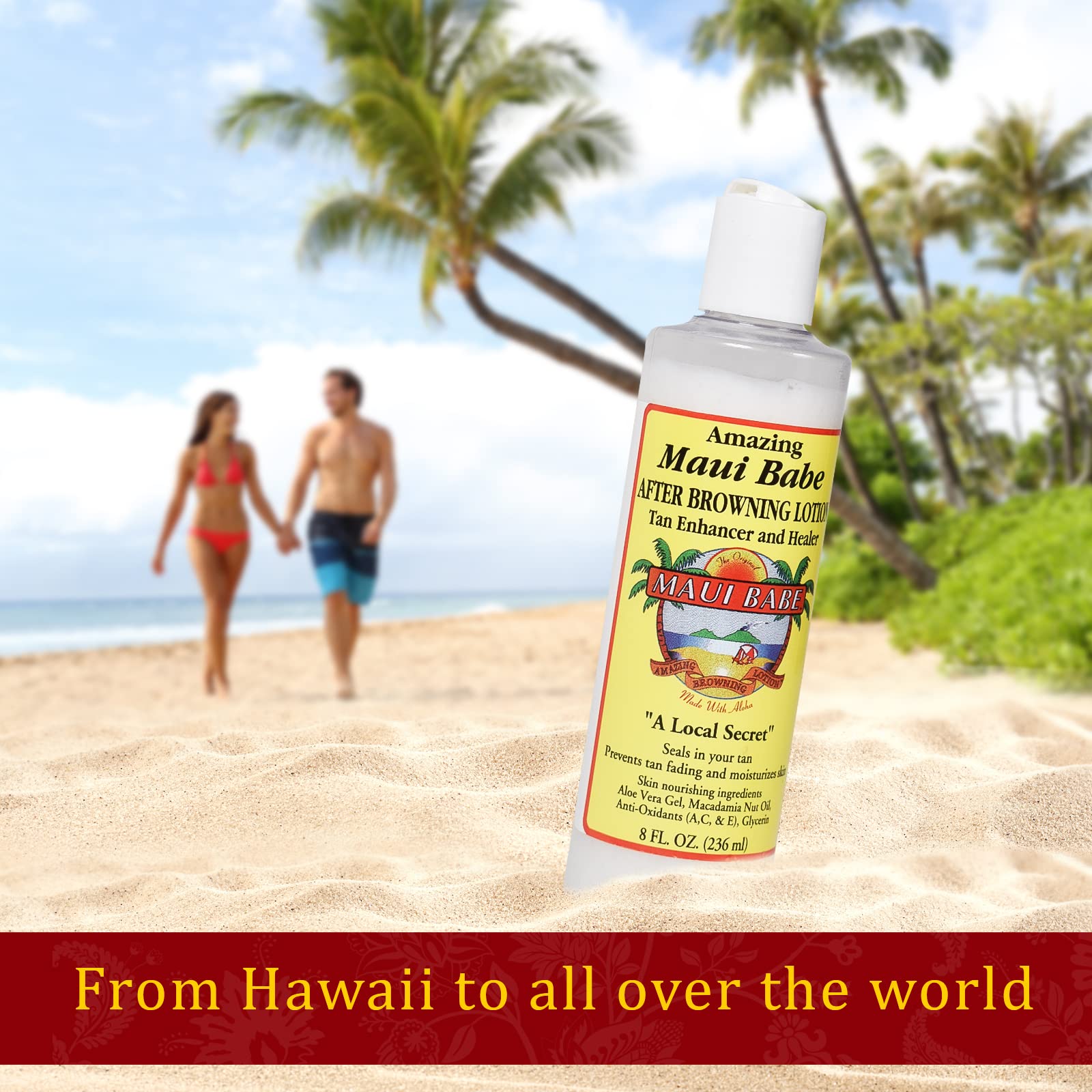 Maui Babe made-in-USA tan enhancer pack helps maintain a streak-free glow.