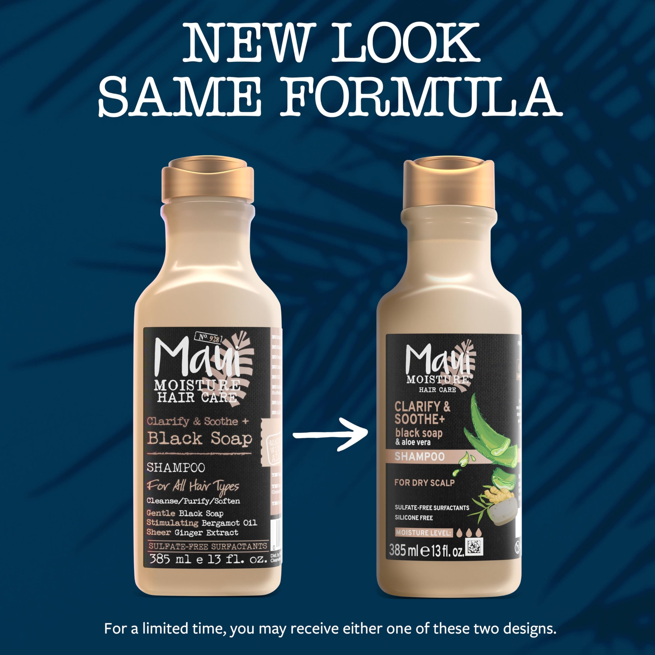 Maui Moisture aloe-first ingredient label highlighting soothing care
