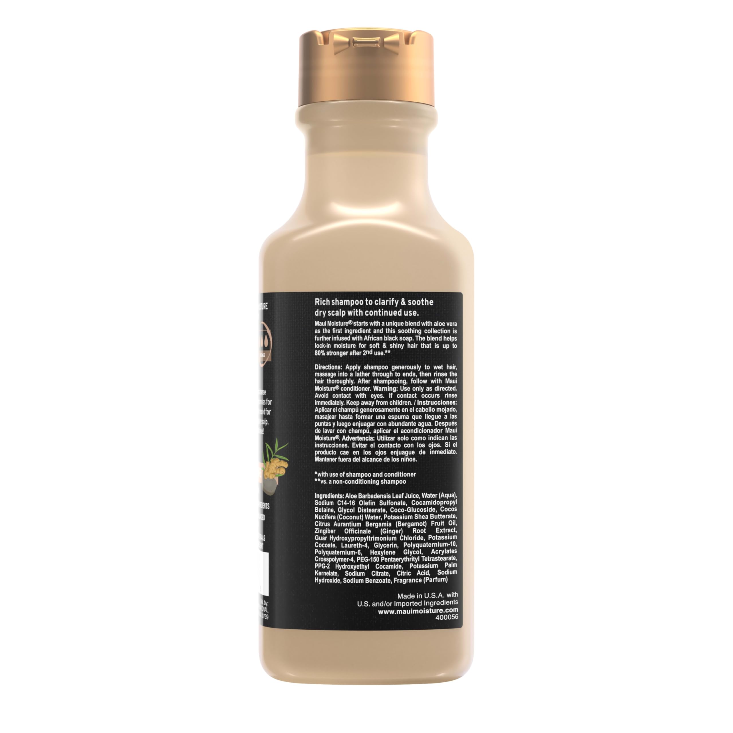 Maui Moisture bergamot and ginger essence visual for scalp comfort
