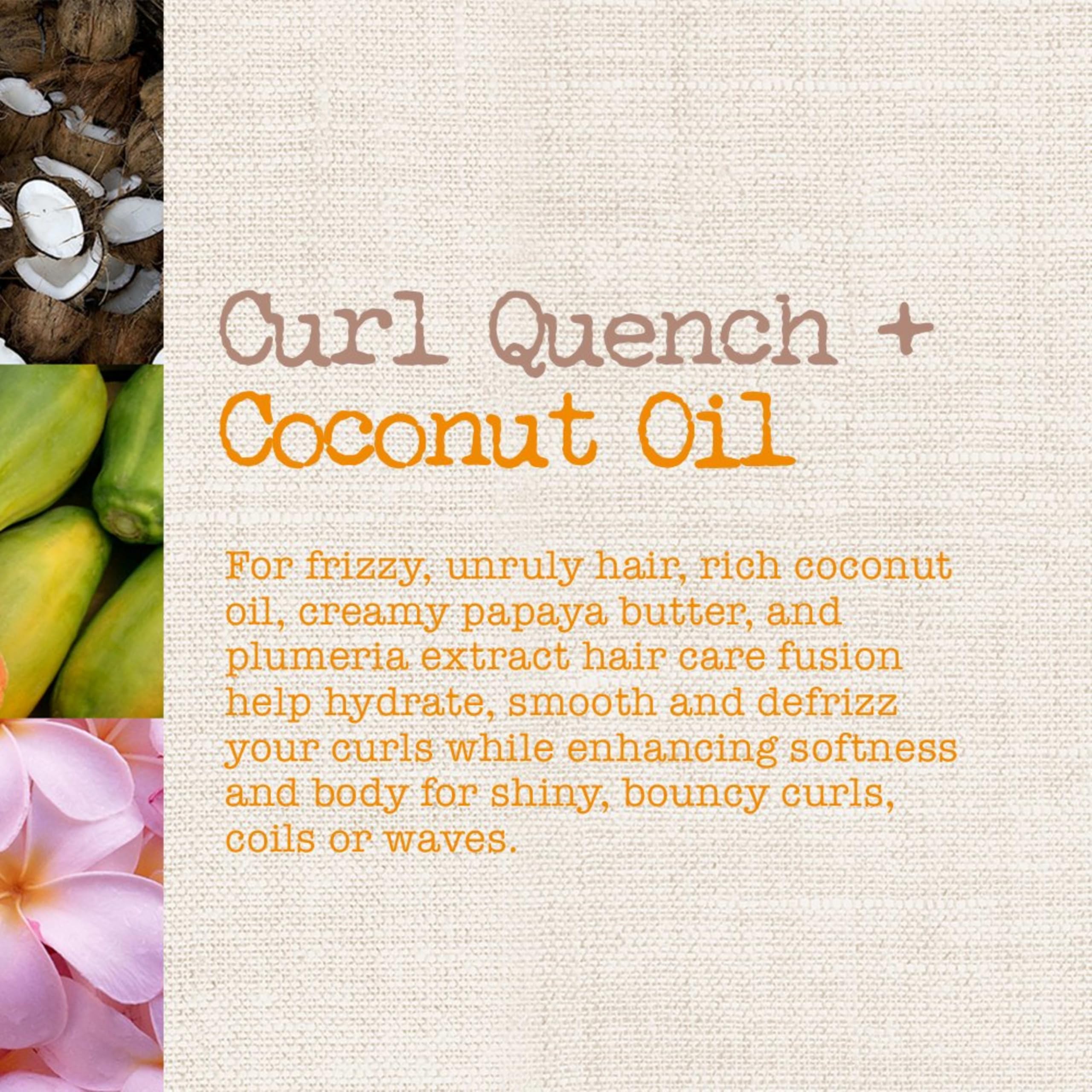 Color-treated hair safe icon on Curl Quench shampoo packaging.