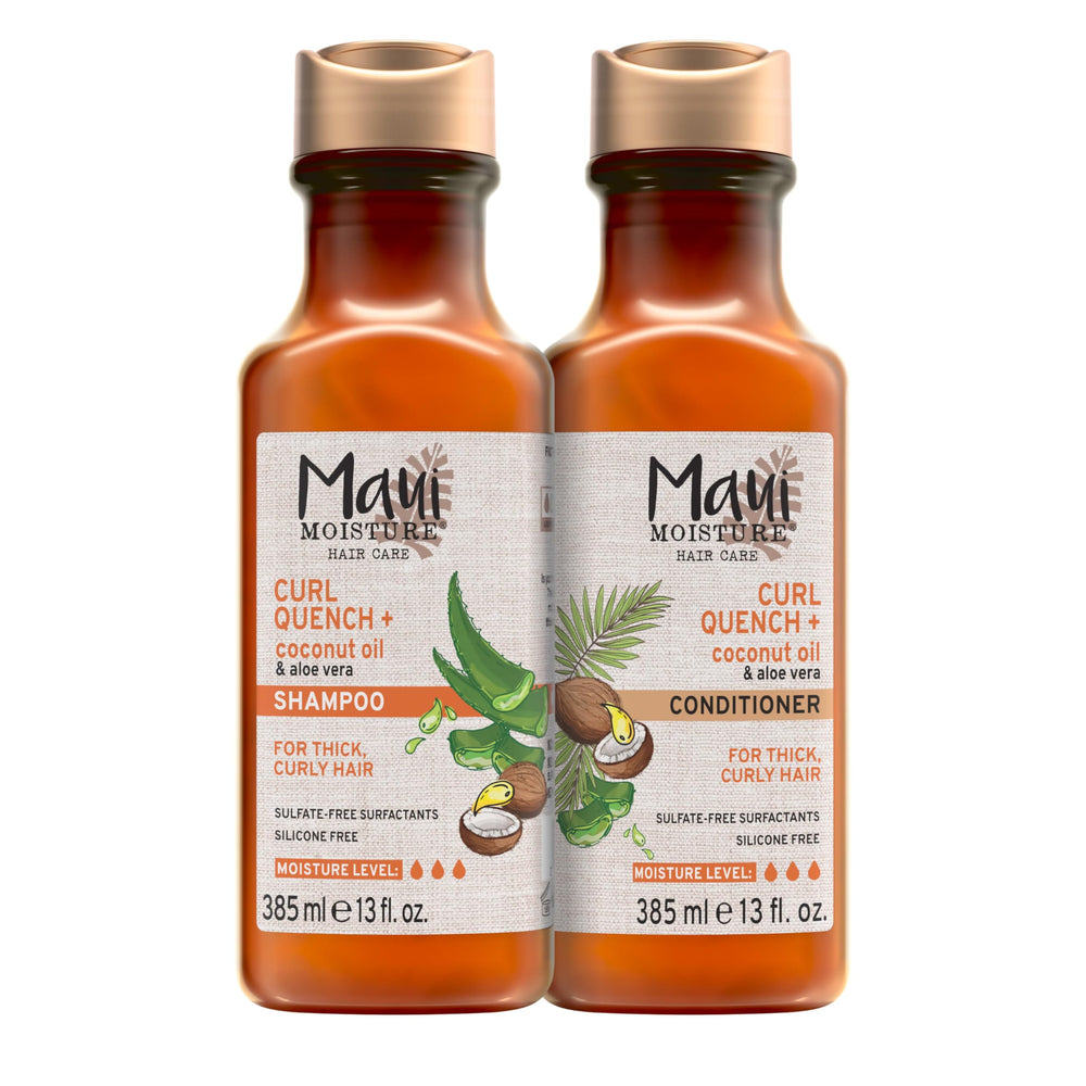 Maui Moisture Curl Quench Shampoo bottle for hydrated, defined curls.