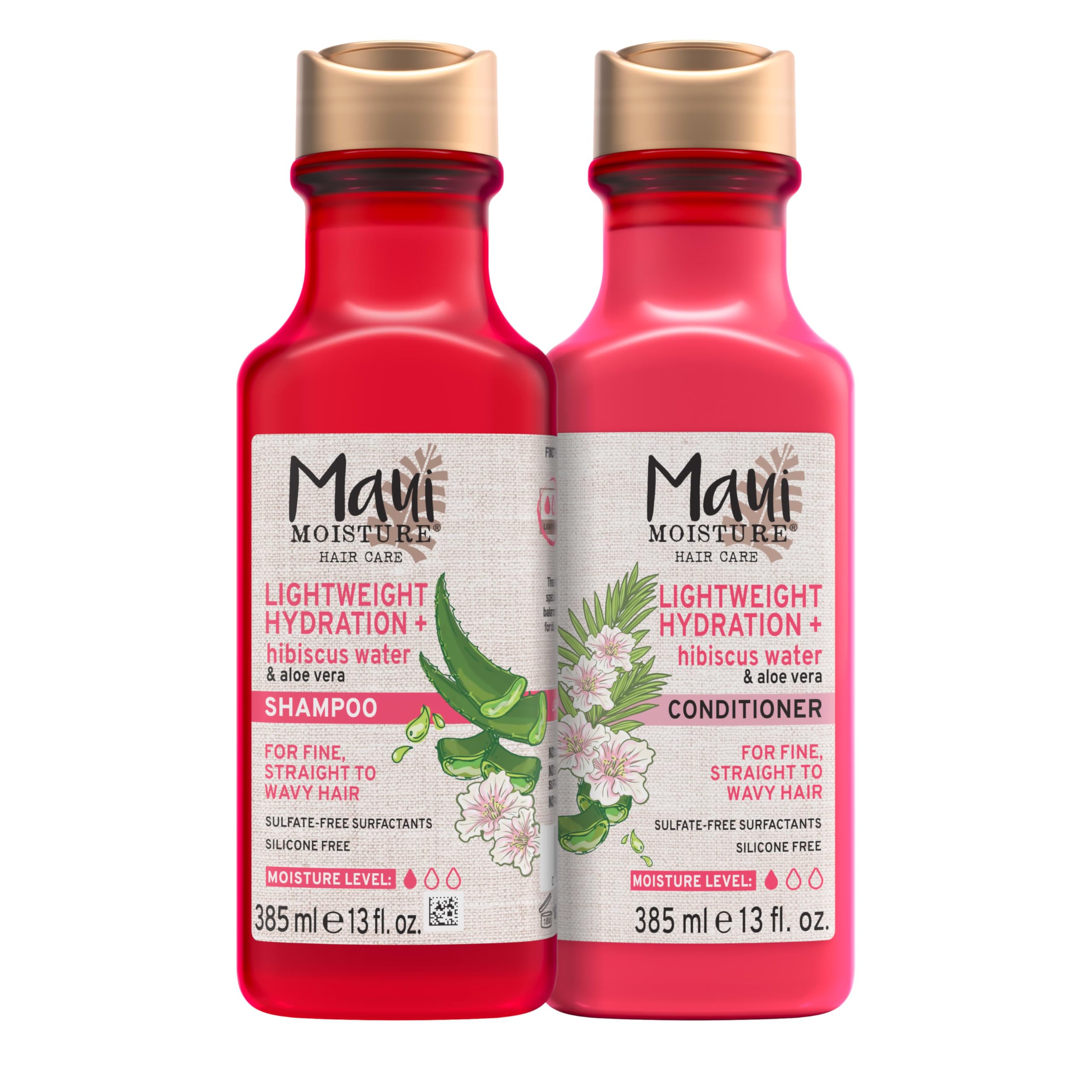 Maui Moisture champú hibisco agua, hidratación ligera para rizos.
