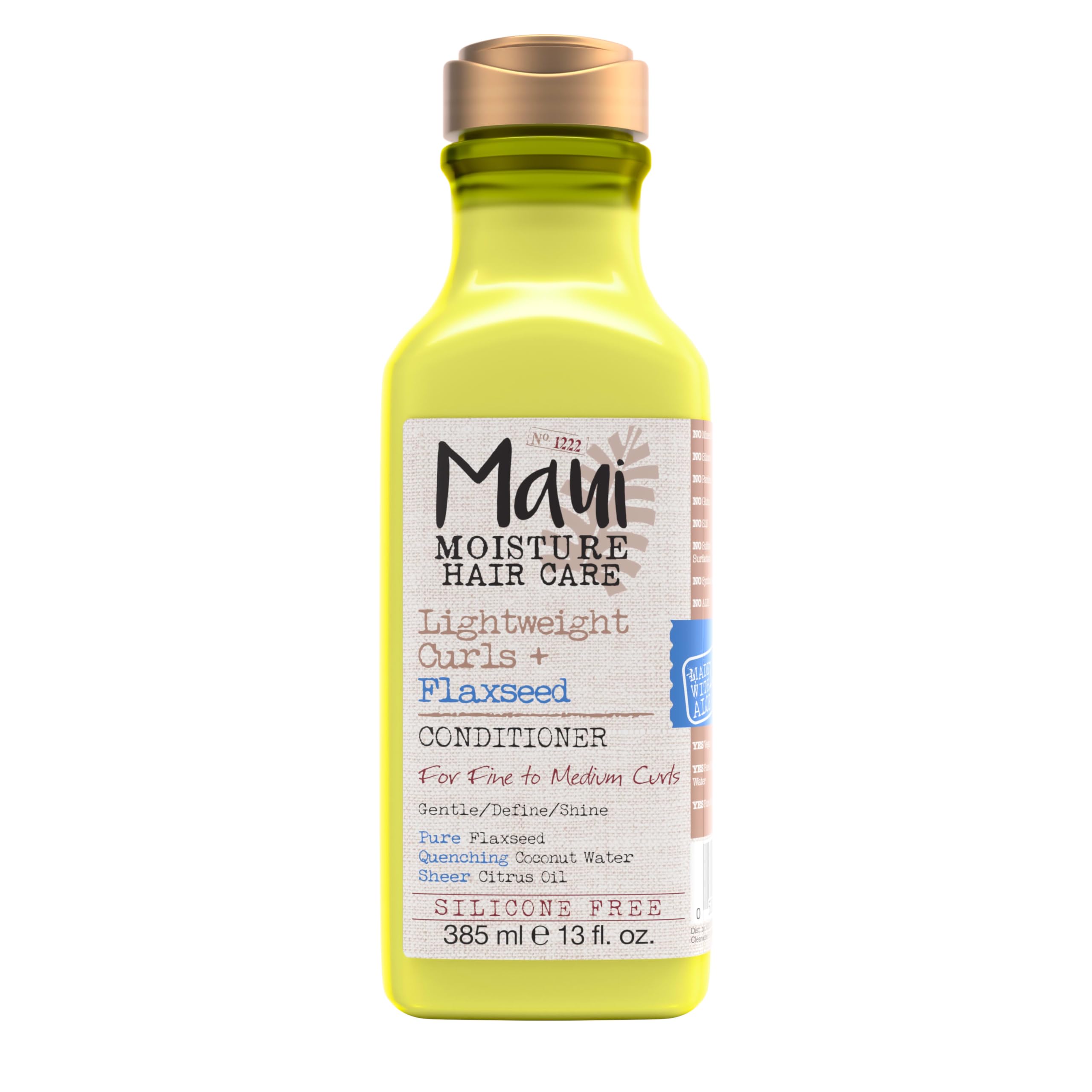 Maui Moisture Lightweight Curls + Flaxseed Conditioner bottle showing lightweight hydration for bouncy curls.