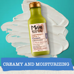 Maui Moisture Lightweight Curls + Flaxseed Conditioner applied to hair ends for hydration.
