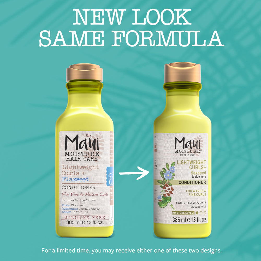 Maui Moisture Lightweight Curls + Flaxseed Conditioner pump for easy even distribution.