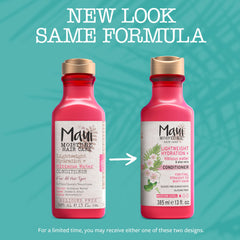 Maui Moisture hibiscus conditioner being poured for even curl hydration.