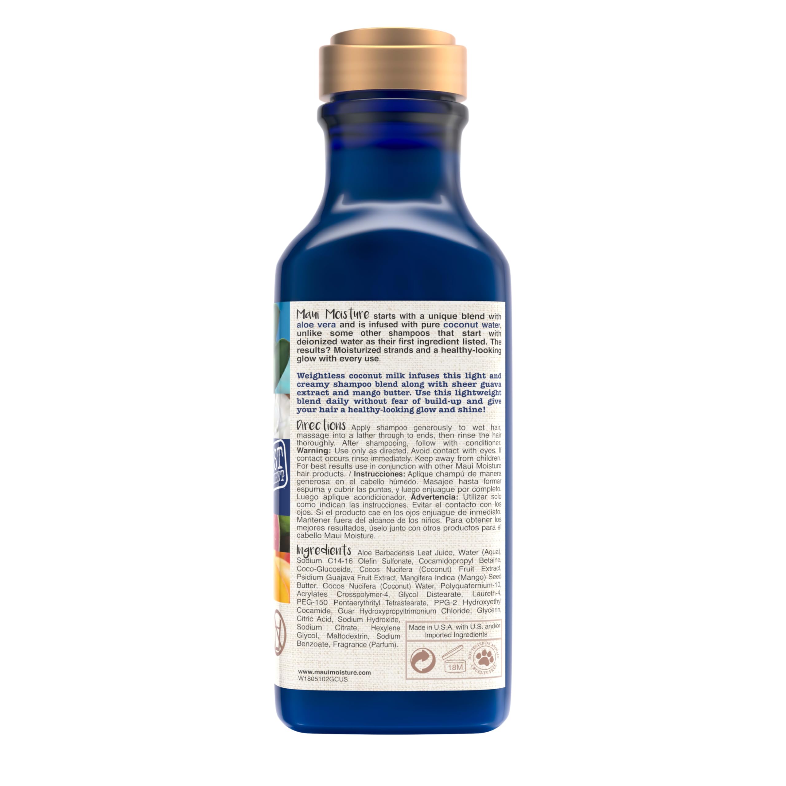 Aplicación diaria con Maui Moisture Nourish & Moisture champú, rizos más manejables.