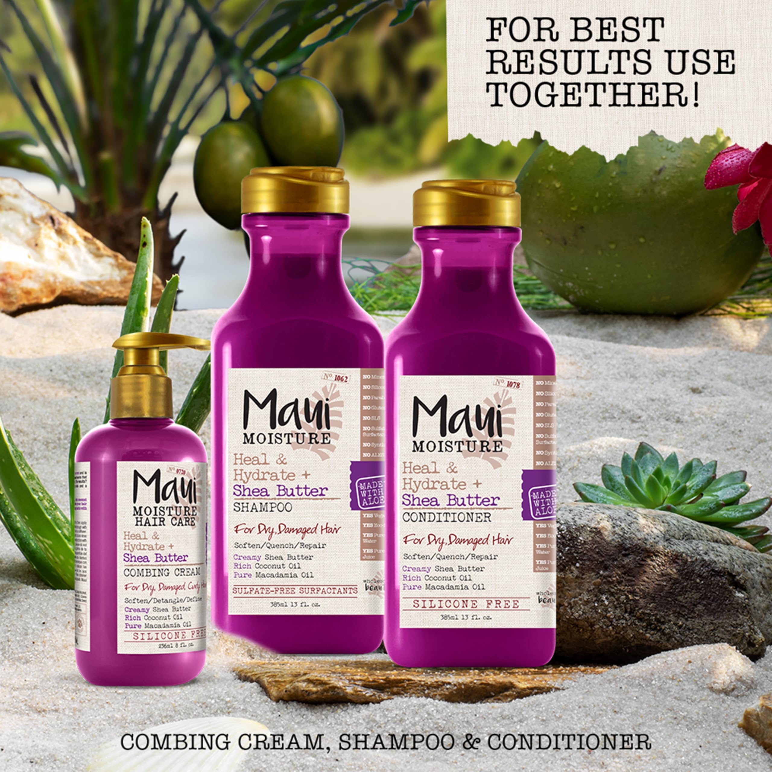 Vegano y no probado en animales, Maui Moisture cuida rizos
