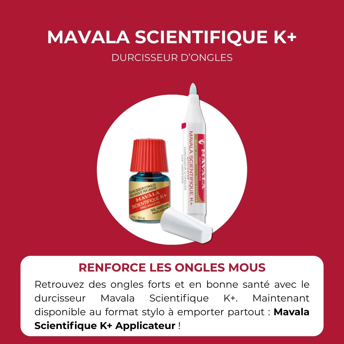 Envase compacto MAVALA K+ ideal para viaje.
