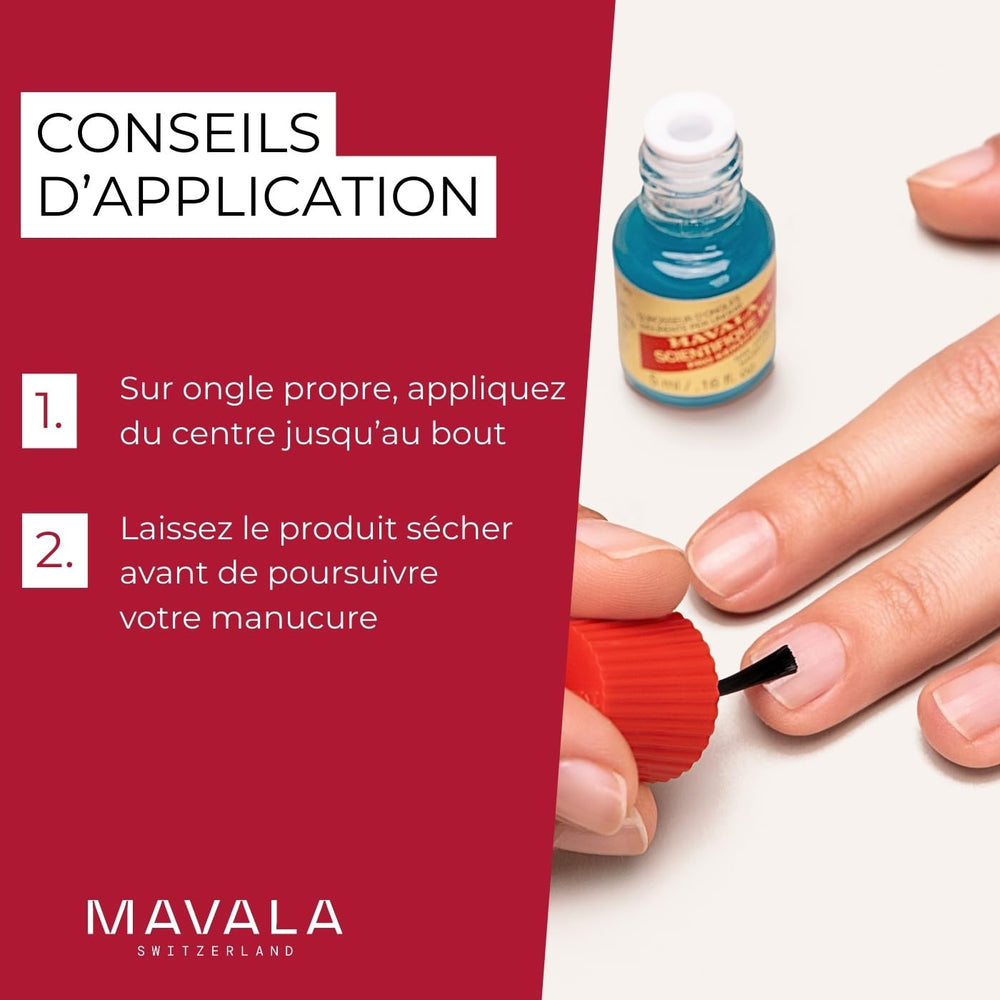 Secado rápido del producto MAVALA K+ para manicura rápida.
