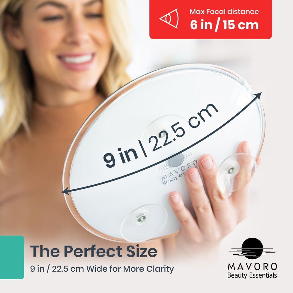 Mavoro real glass mirror provides a distortion-free up-close view.
