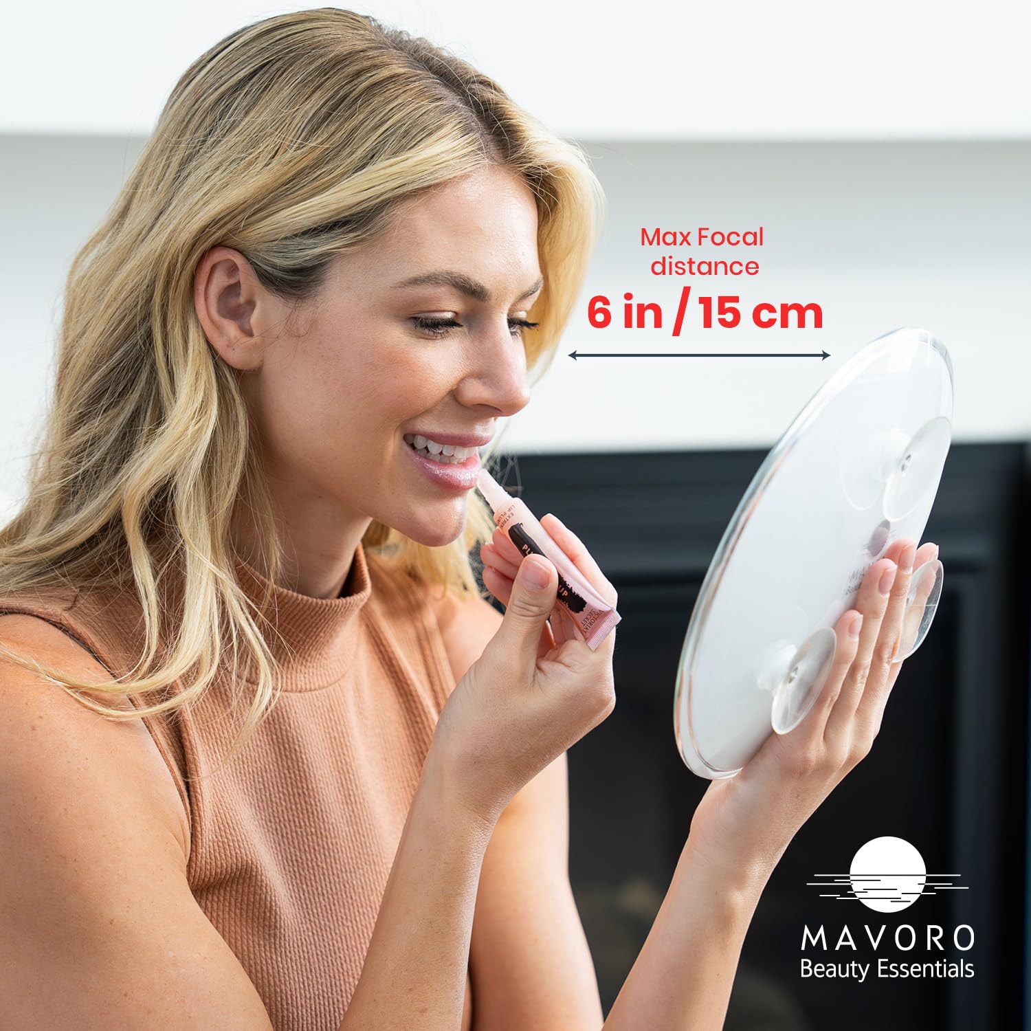 Mavoro practical makeup routine companion with clear, detailed reflections.