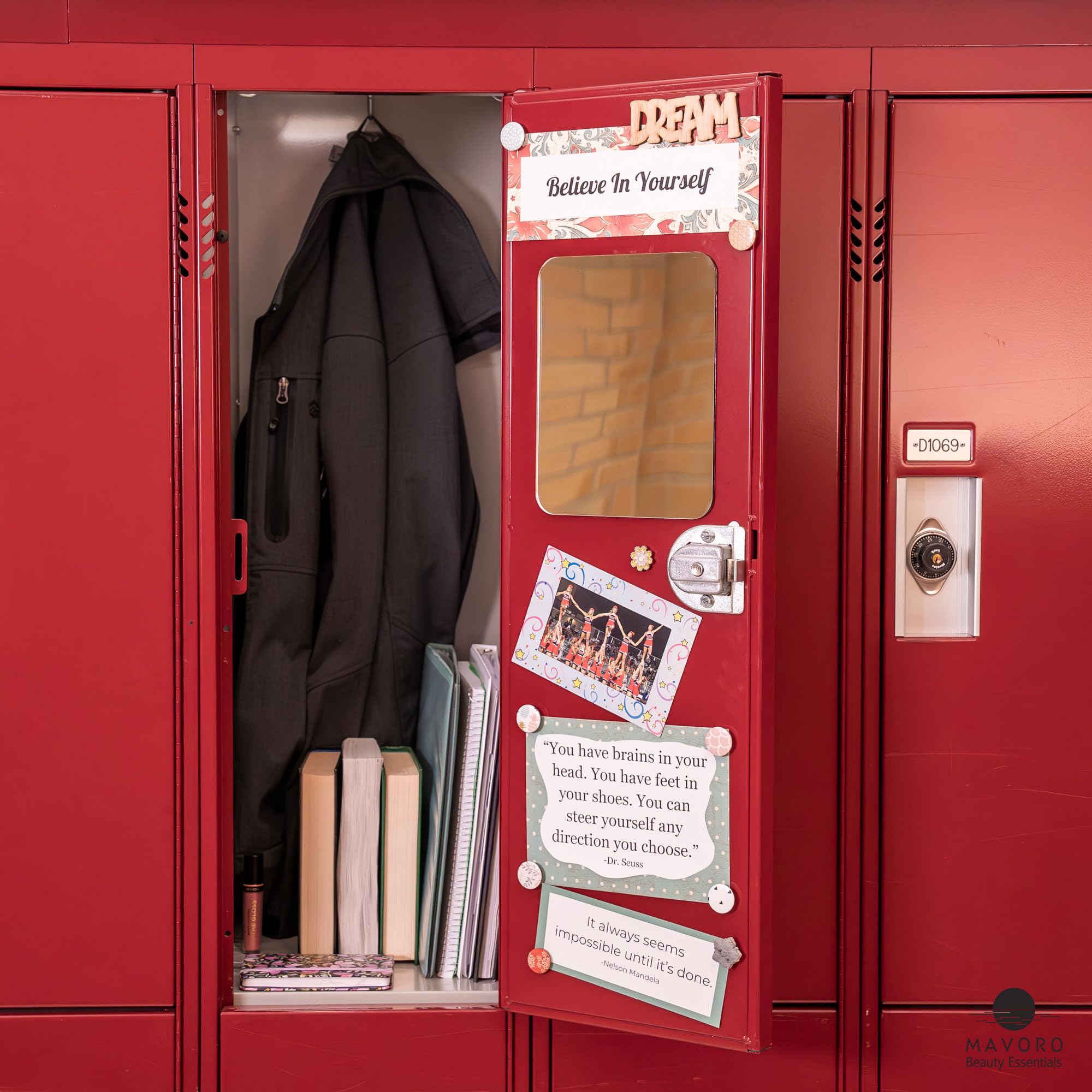 Mavoro locker accessory mounted under cabinet for easy glance checks.