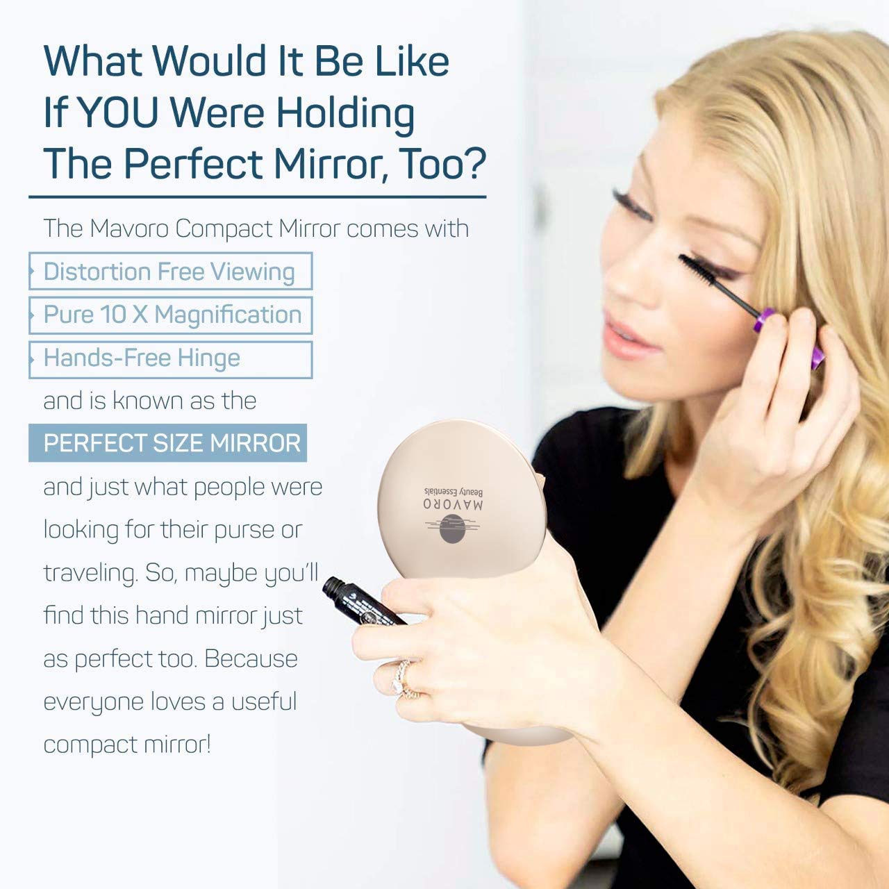 Mavoro magnifying compact mirror 1x and 10x lenses provide quick checks and close-ups