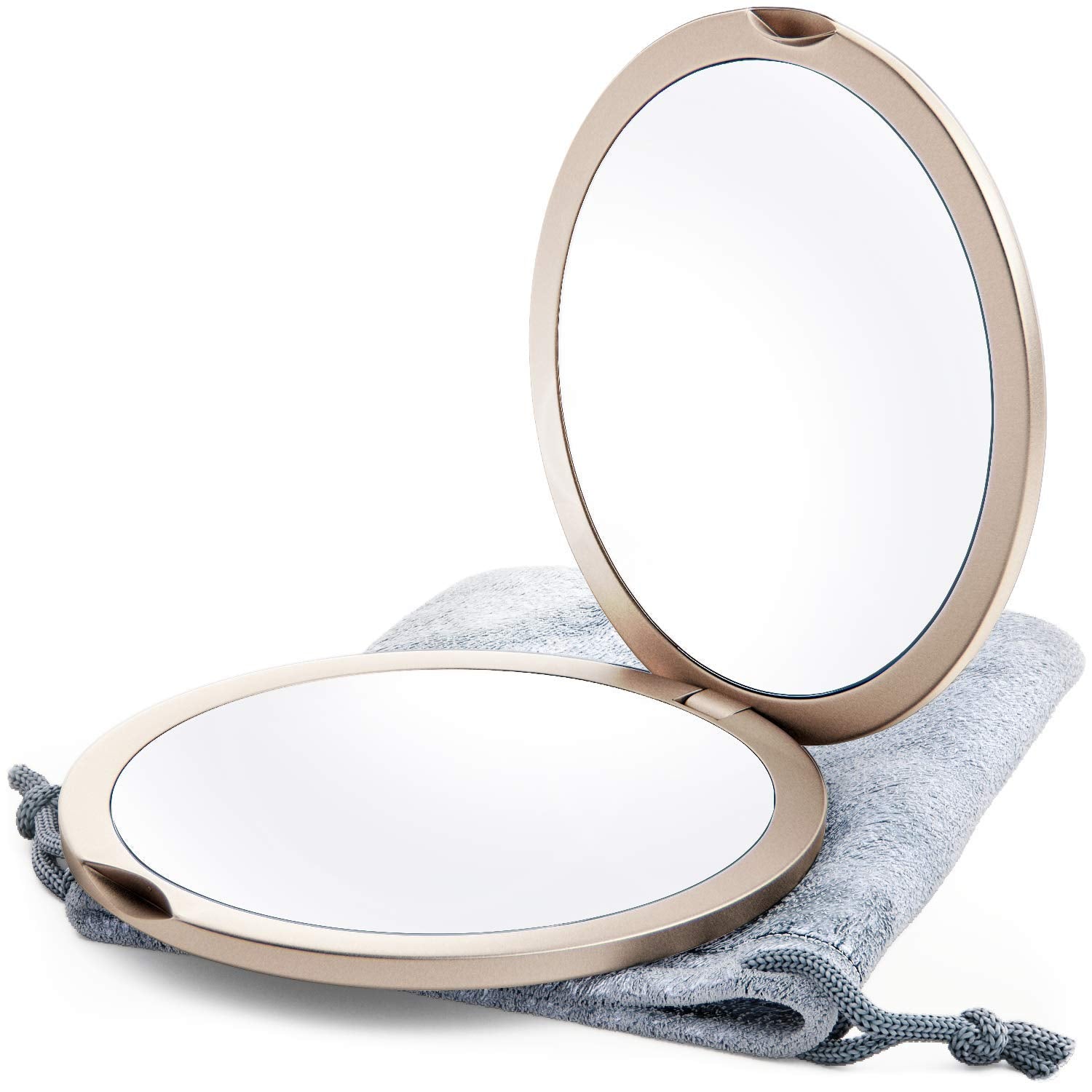 Mavoro magnifying compact mirror closed compact fits easily in a purse