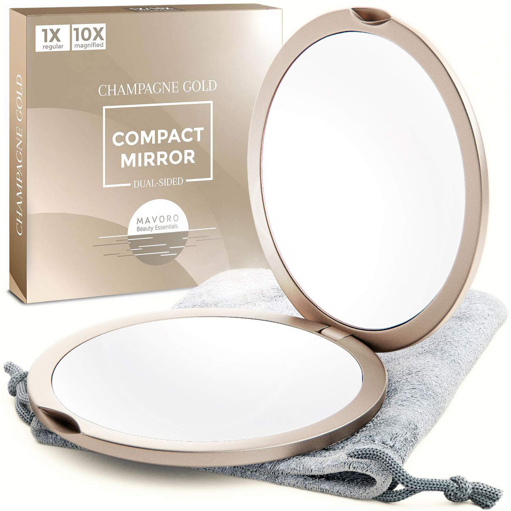 Mavoro magnifying compact mirror travel-ready in purse for quick touchups