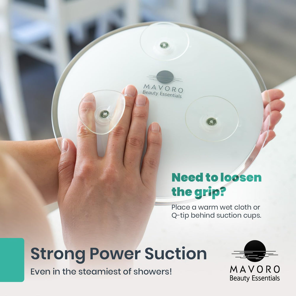 Mavoro extra-strong suction works on glass, tile, and metal.