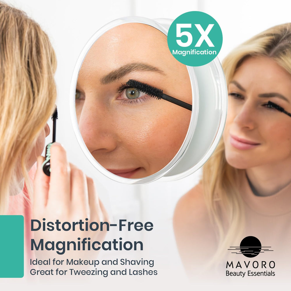 Mavoro travel-friendly magnifying mirror ideal for hotel room touch-ups.