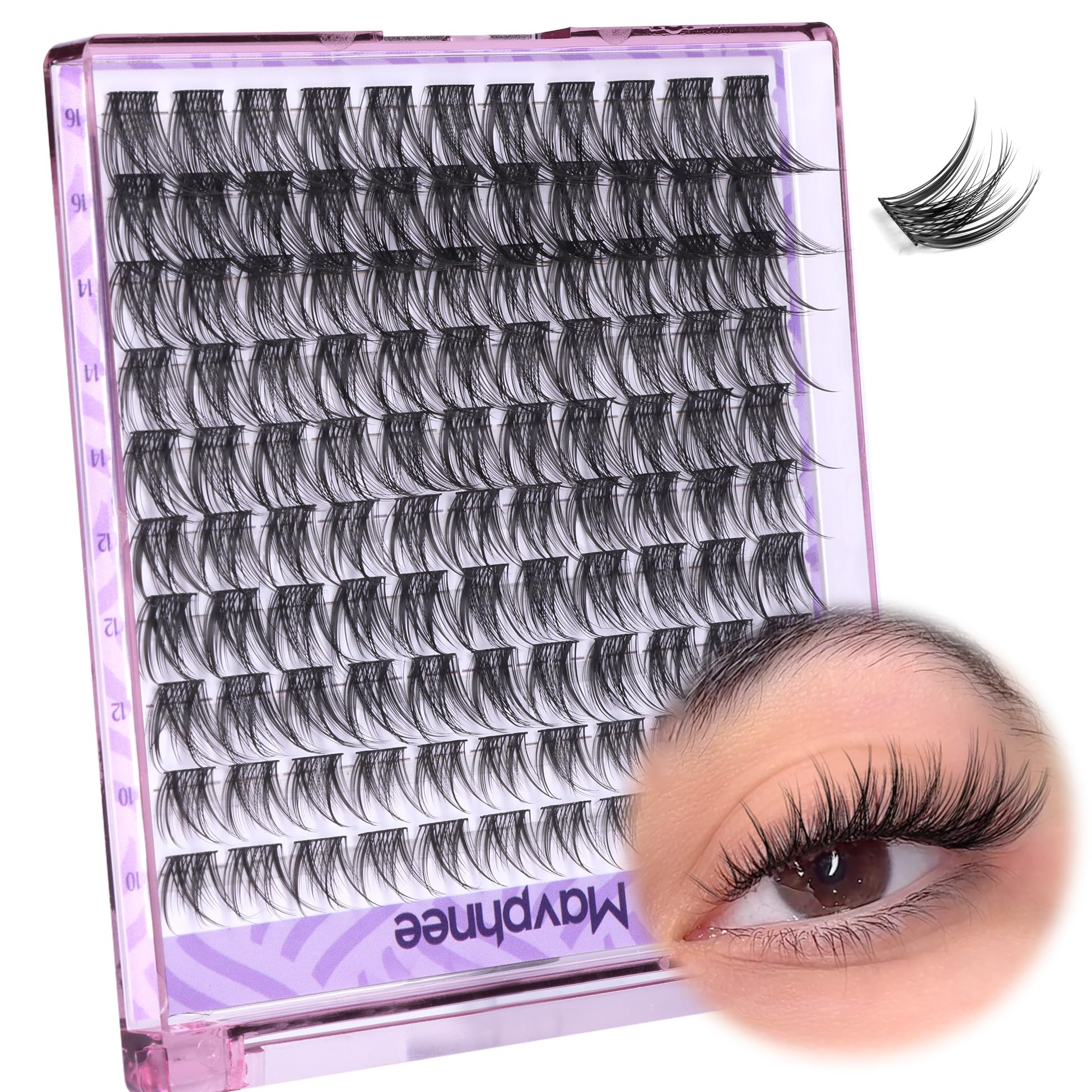 Mavphnee 10-16mm Lash Clusters for customizable length.