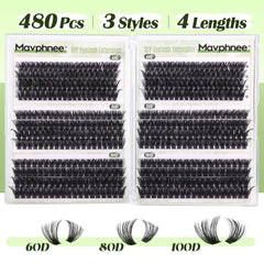 Mavphnee 60D cluster lashes deliver high-density volume for enhanced eyes.