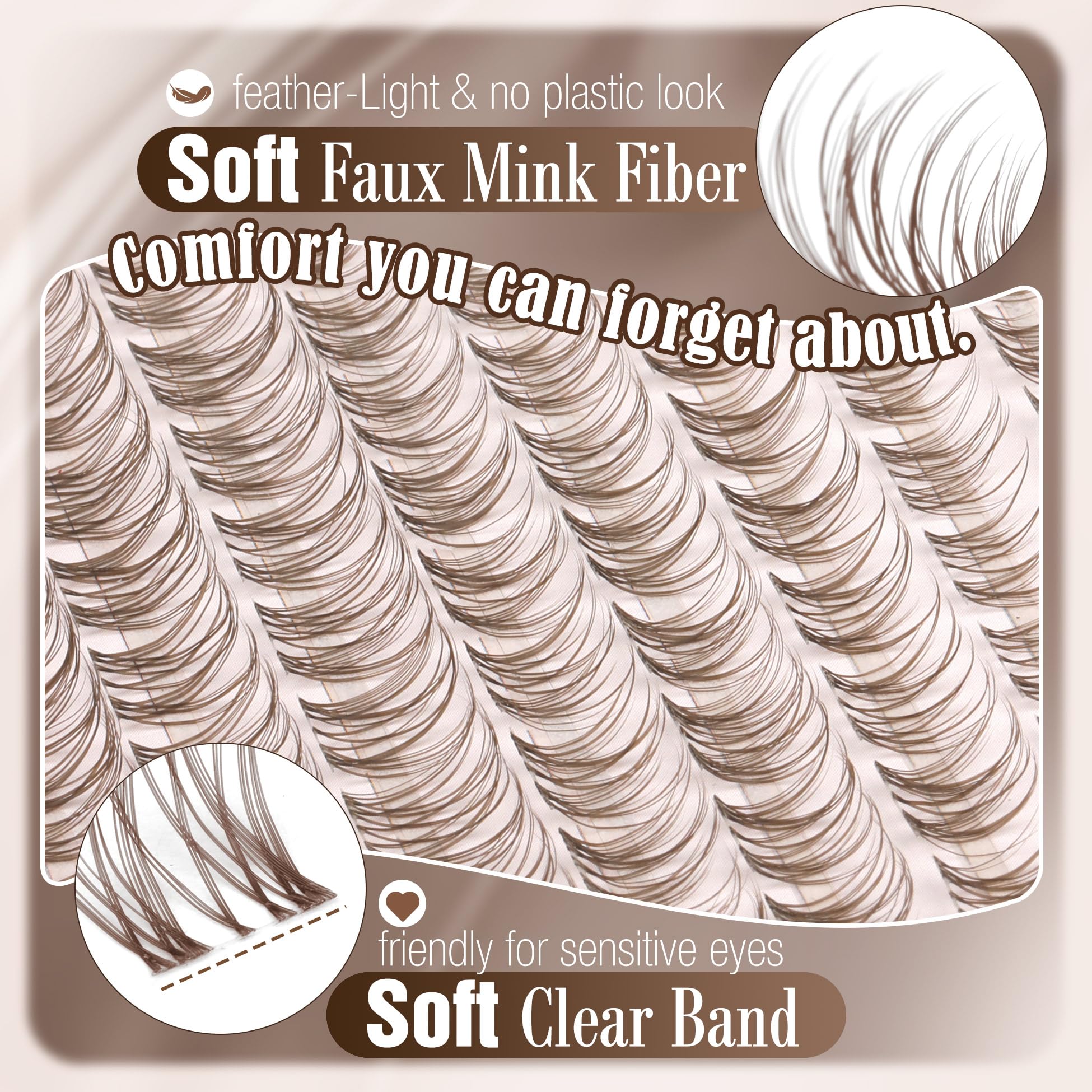 Mavphnee 8-14mm brown lash clusters for natural definition.