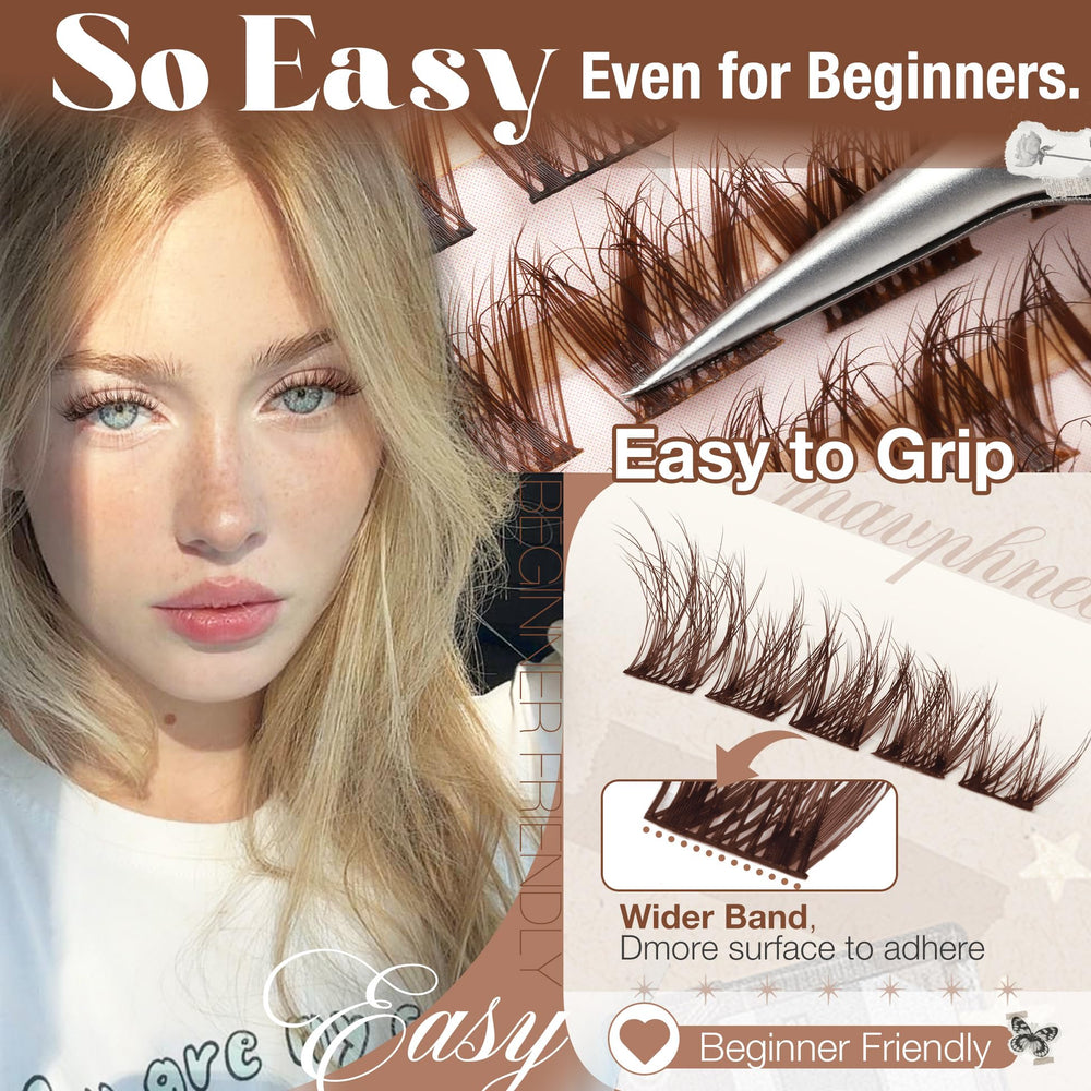 Mavphnee Brown Cluster Lashes sweat-proof design stays put through daily activity.