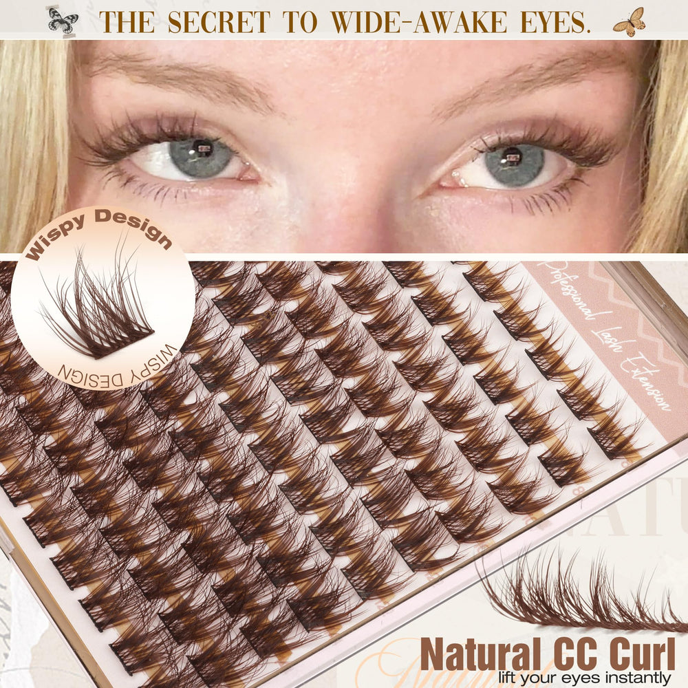 Mavphnee Brown Cluster Lashes wispy cashmere texture adds feather-like lightness.