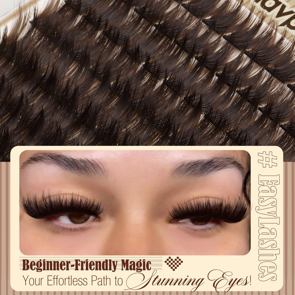 Mavphnee brown eyelash clusters on display for simple, clump-free wear